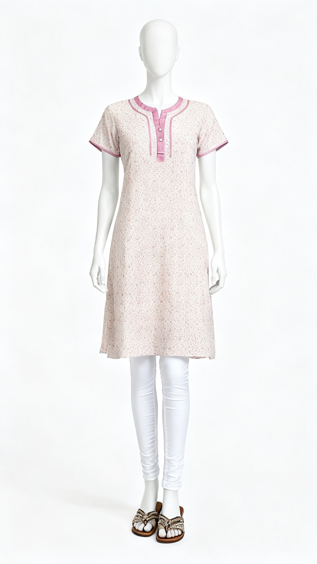 Light Pink Small Floral Printed Cotton Kurta