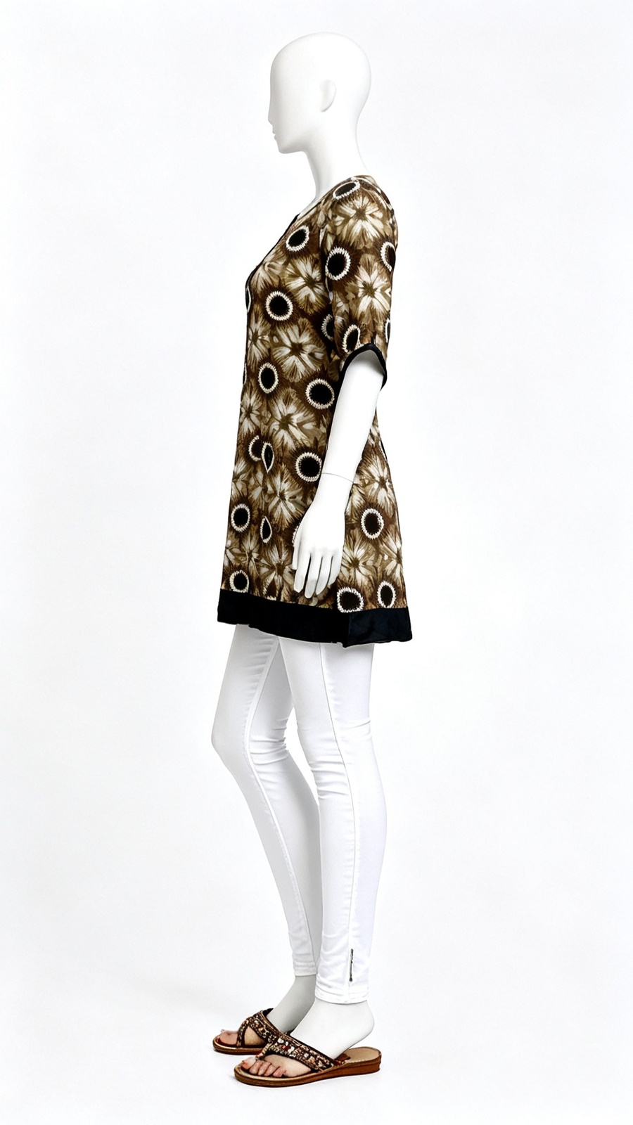 Brown Geometric Print Casual Kurti