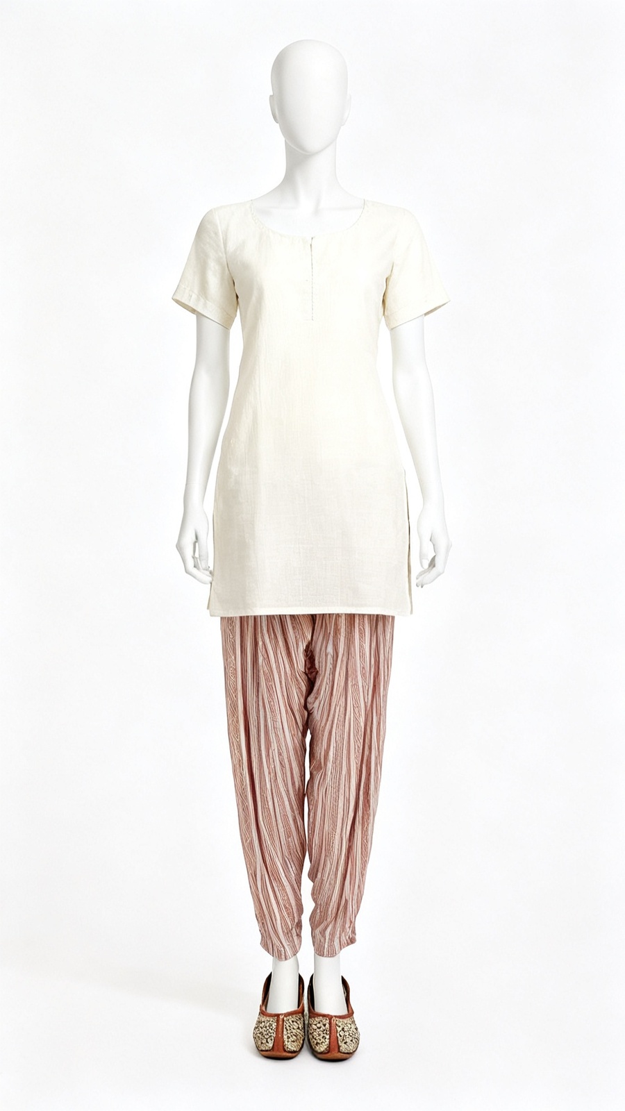 Peach Striped Dhoti Pants