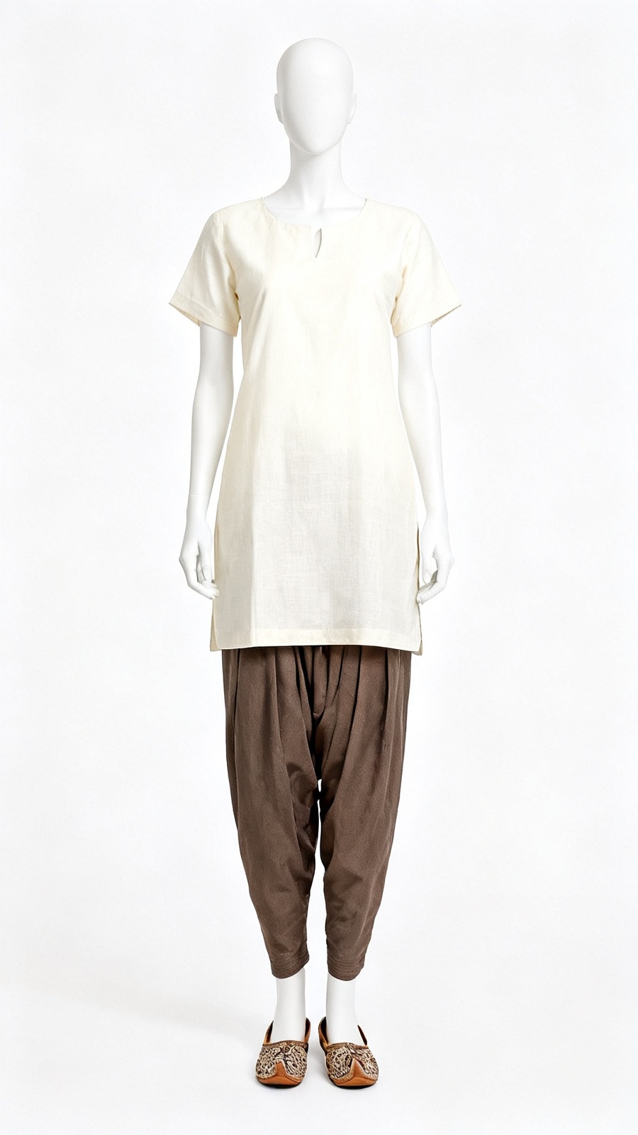 Brown Self Design Dhoti Pants