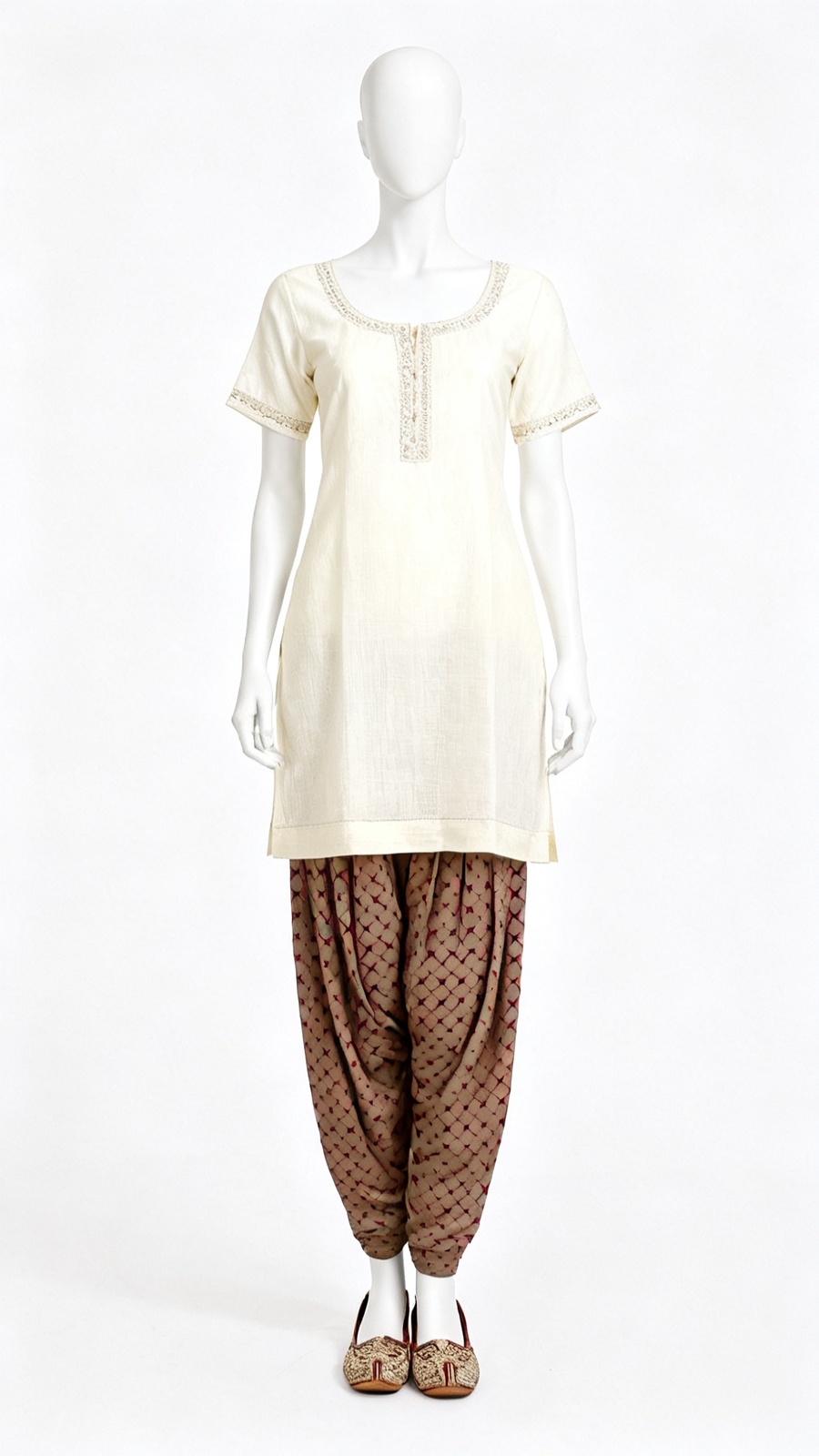 Brown Cross Print Dhoti Pants