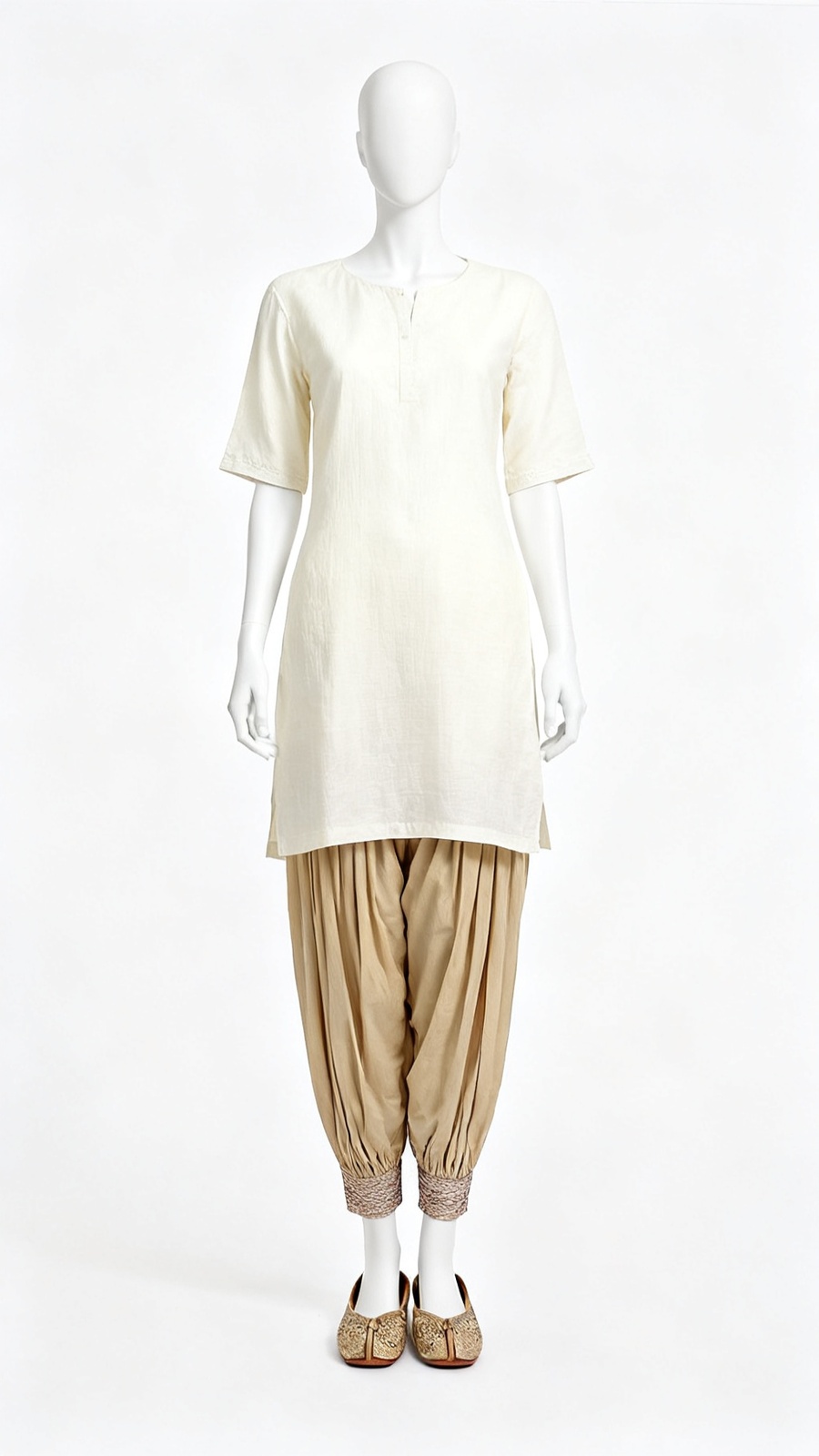 Beige Pleated Salwar