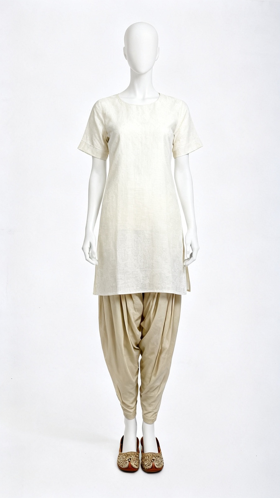 Beige Solid Salwar