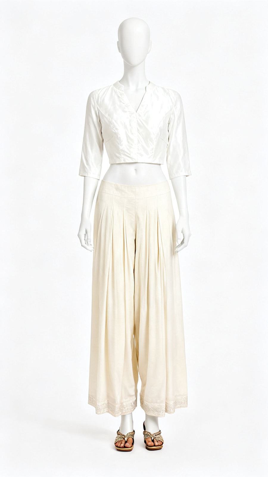 Off White Structured Festive Blouse