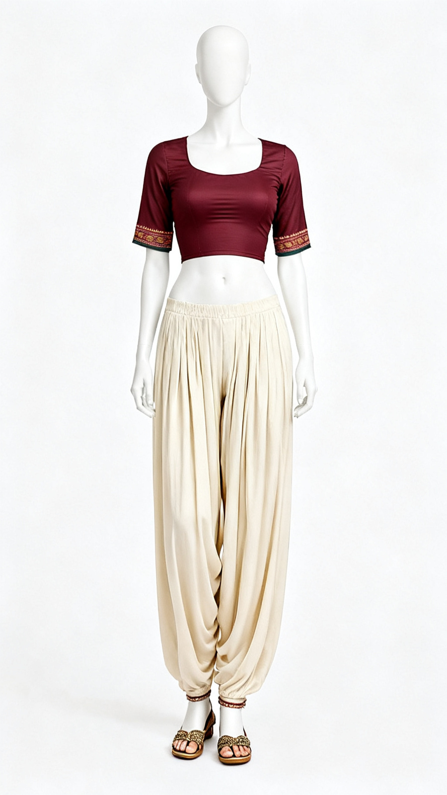 Maroon Border Detail Blouse