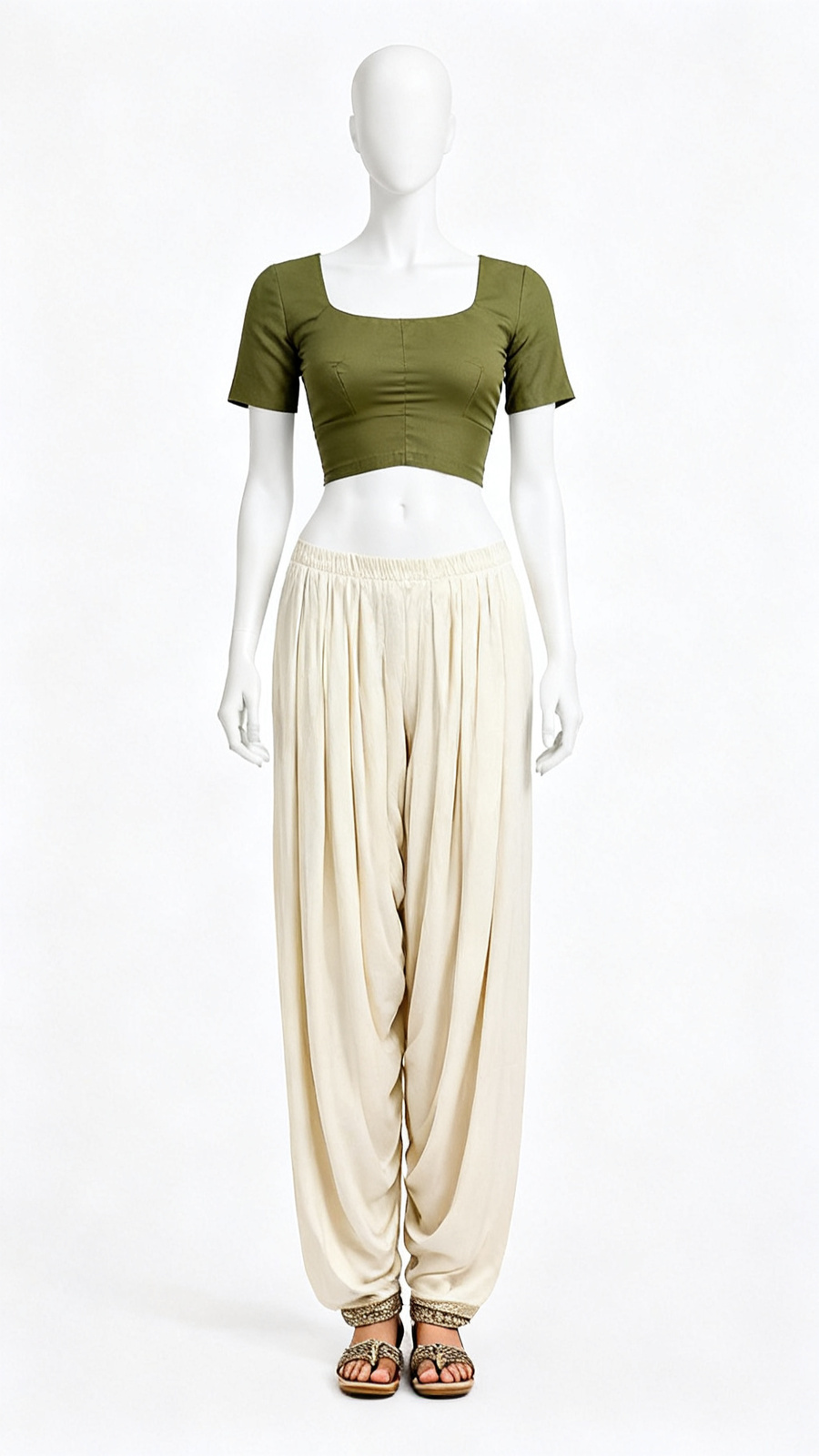 Olive Green Solid Blouse