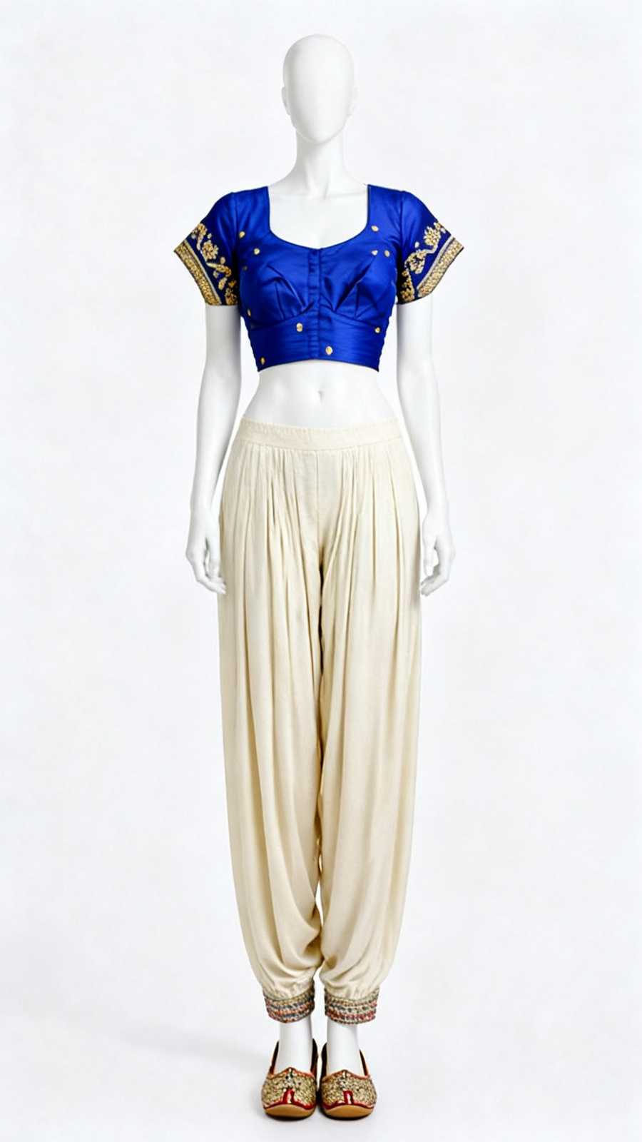 Royal Blue Embroidered Blouse