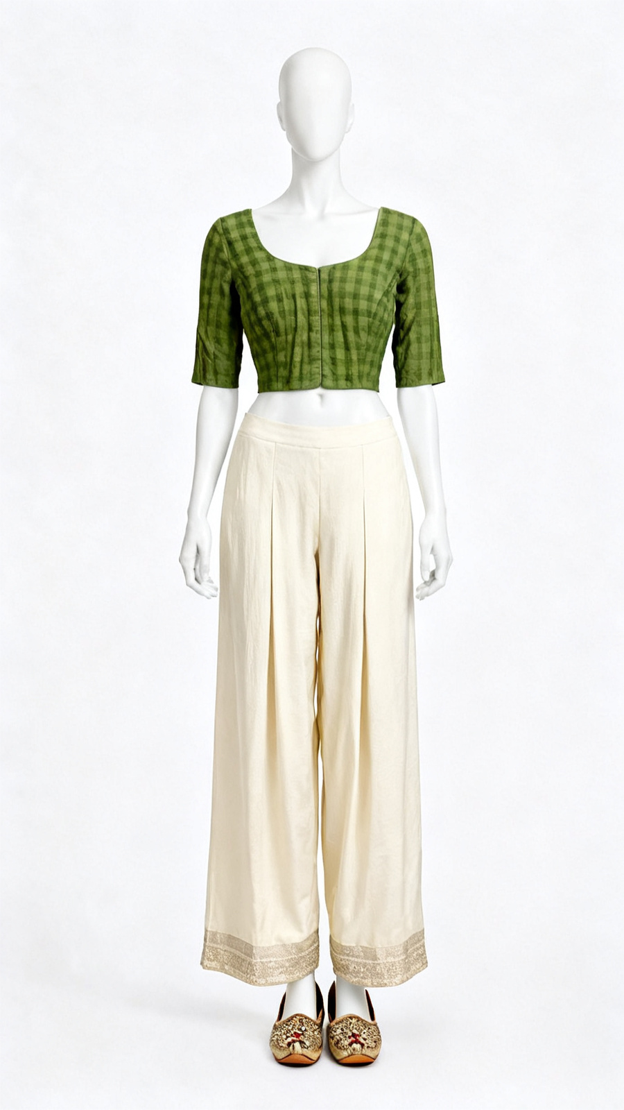 Olive Green Solid Blouse