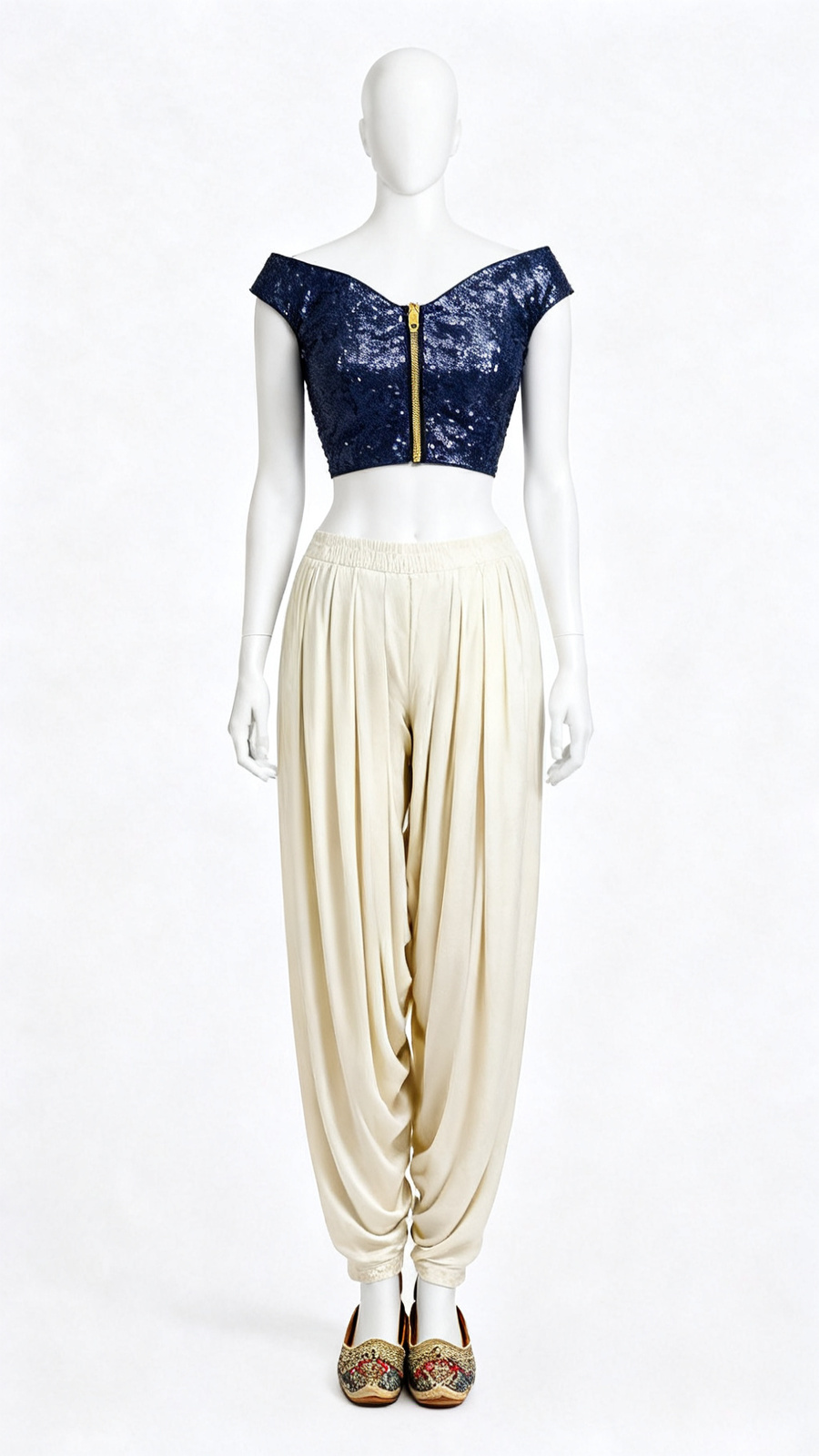 Navy Blue Embellished Blouse