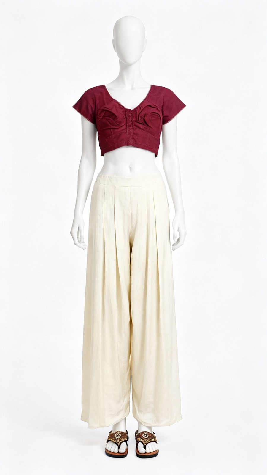 Red Solid Classic Blouse