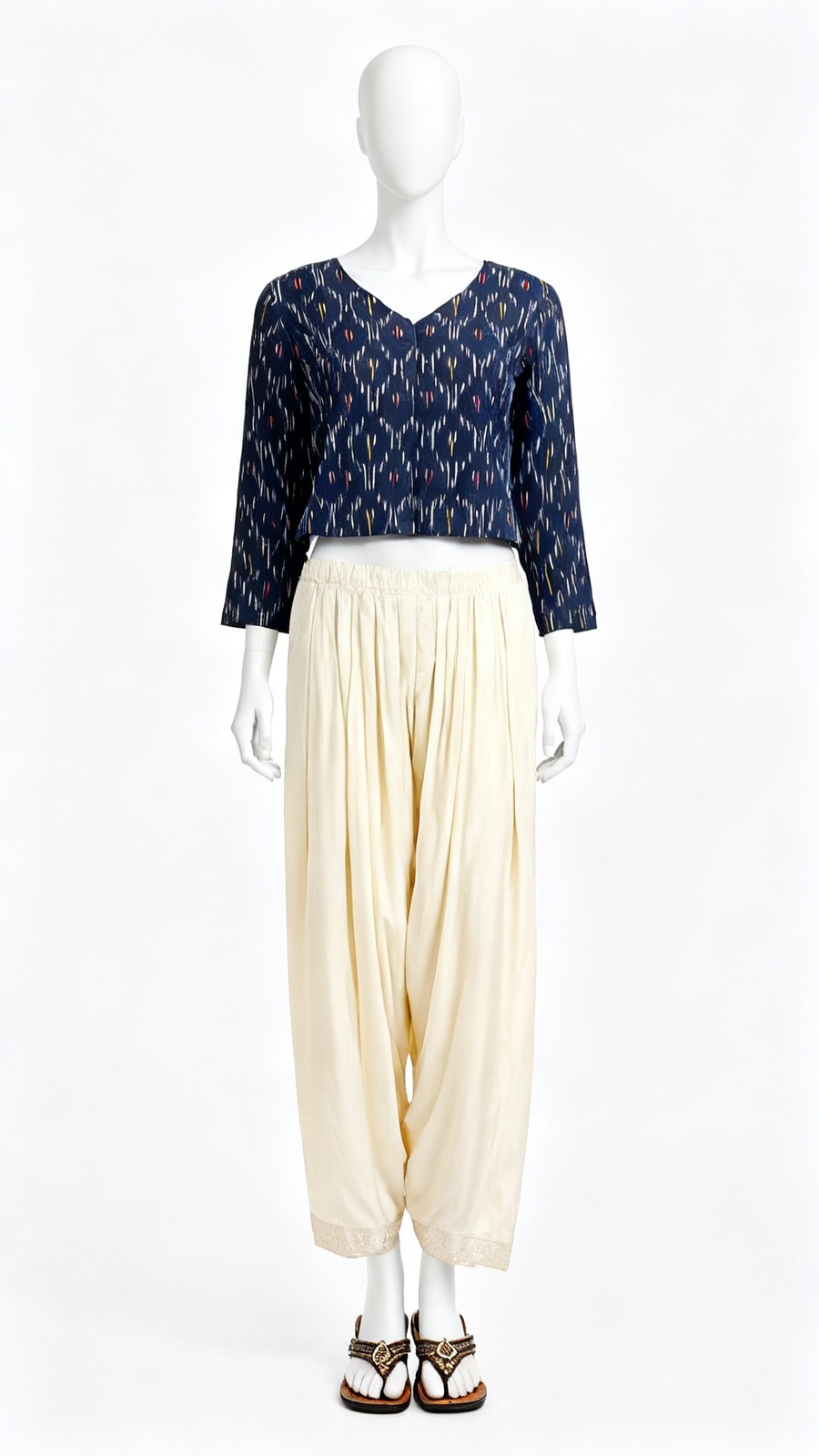 Navy Blue Printed Blouse