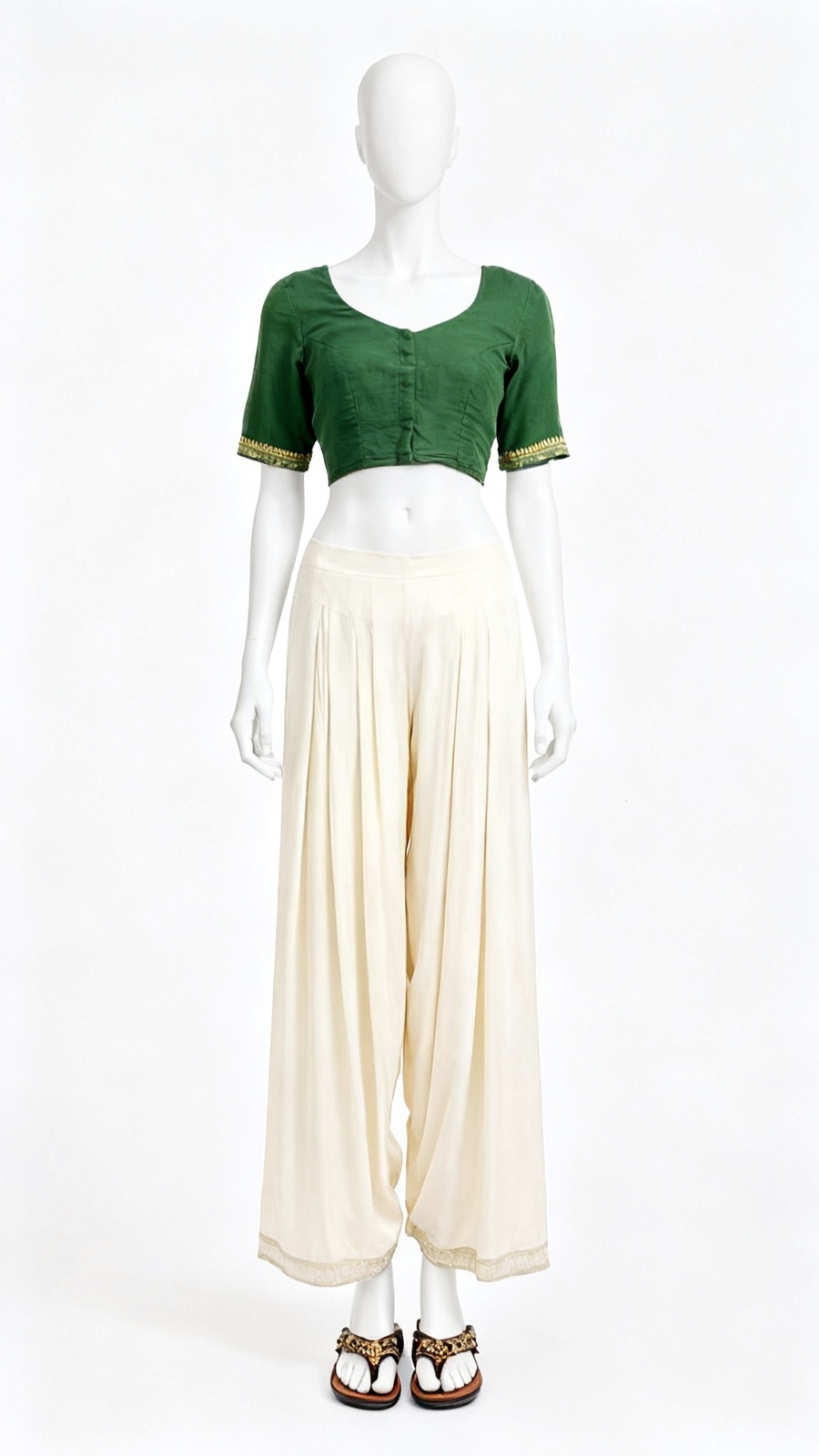 Green Border Blouse