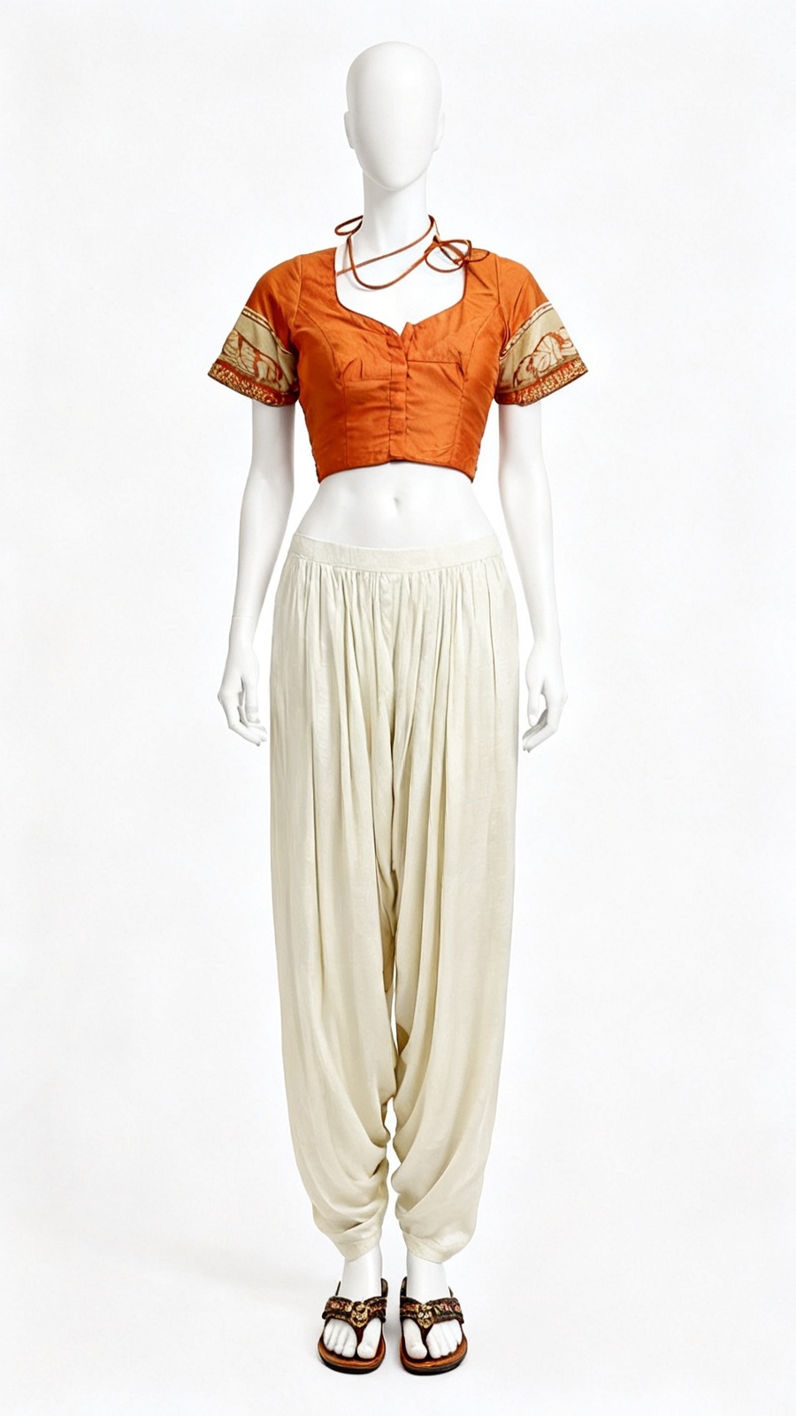 Orange Border Festive Blouse