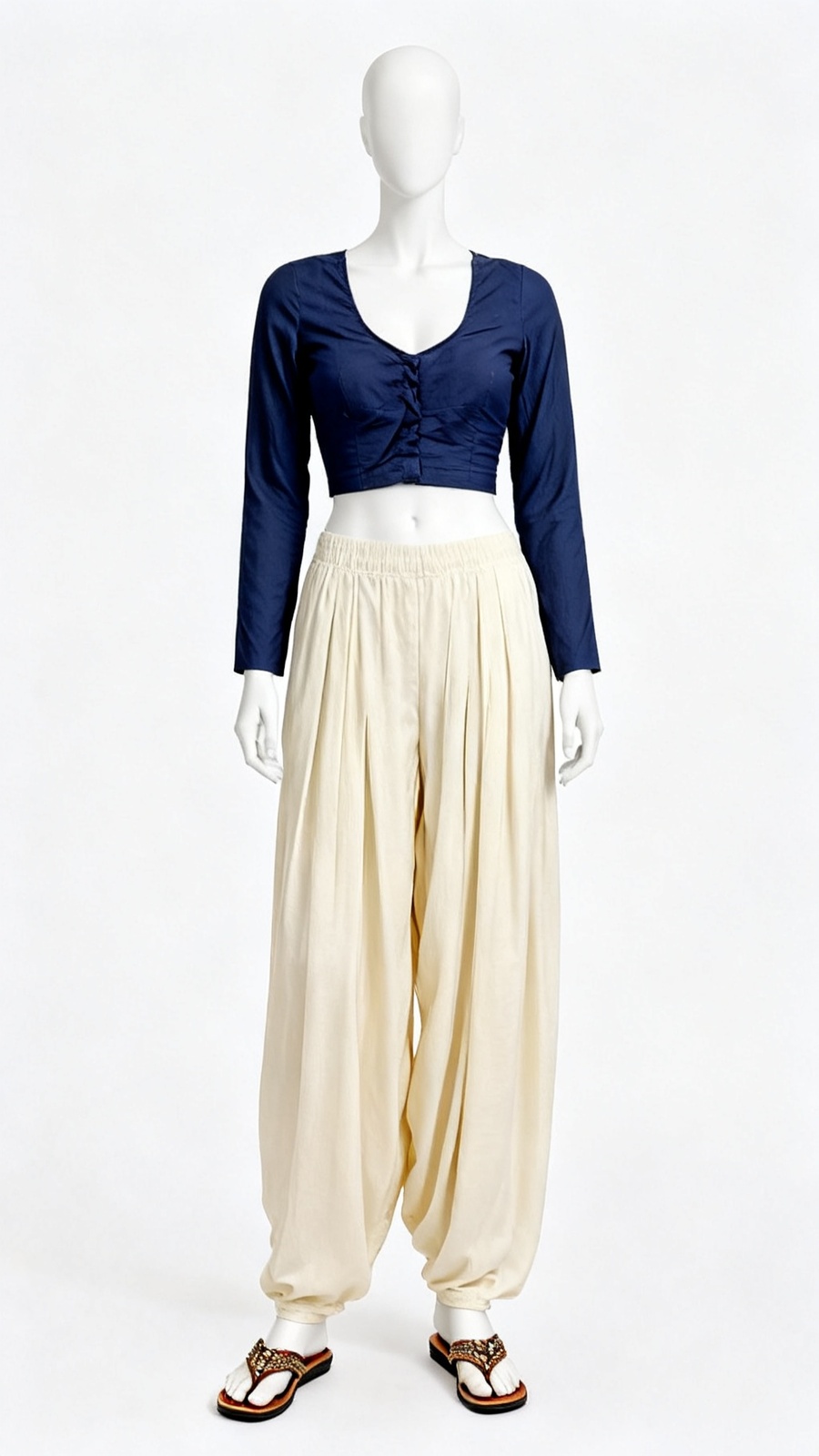 Navy Blue Solid Classic Blouse