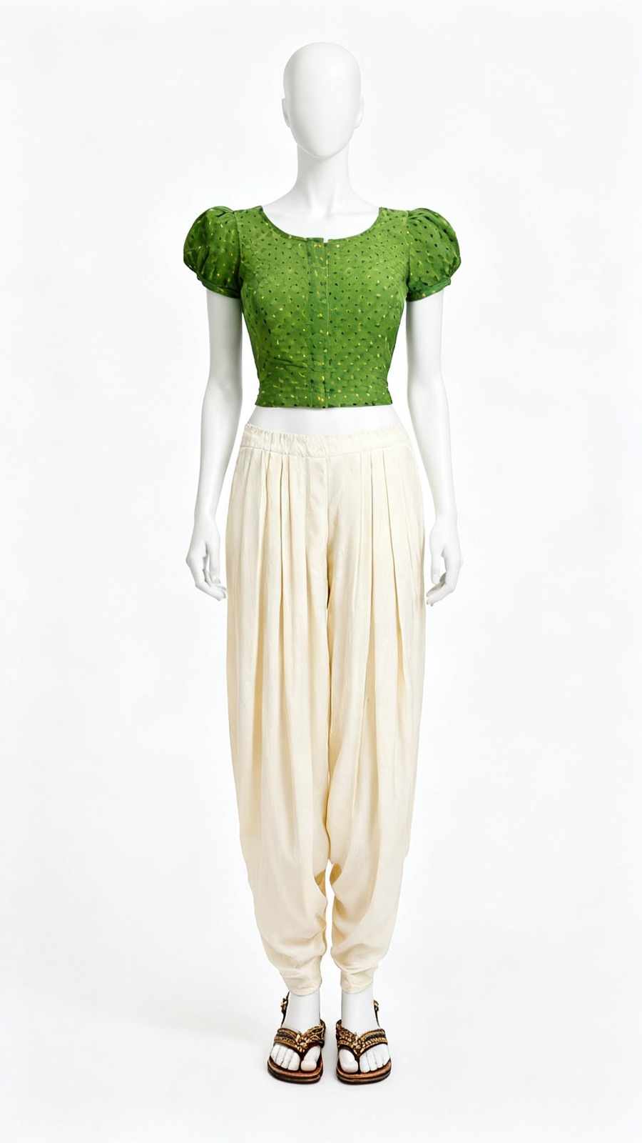 Green Printed Classic Blouse