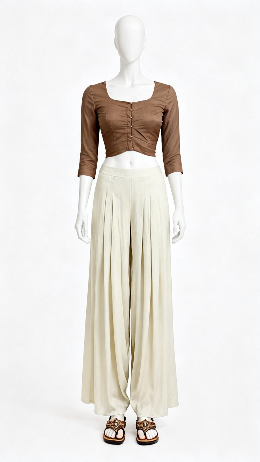 Brown Solid Classic Blouse