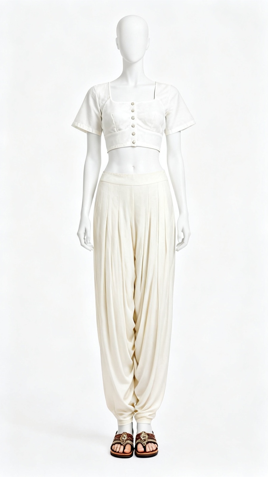 Off White Solid Classic Blouse