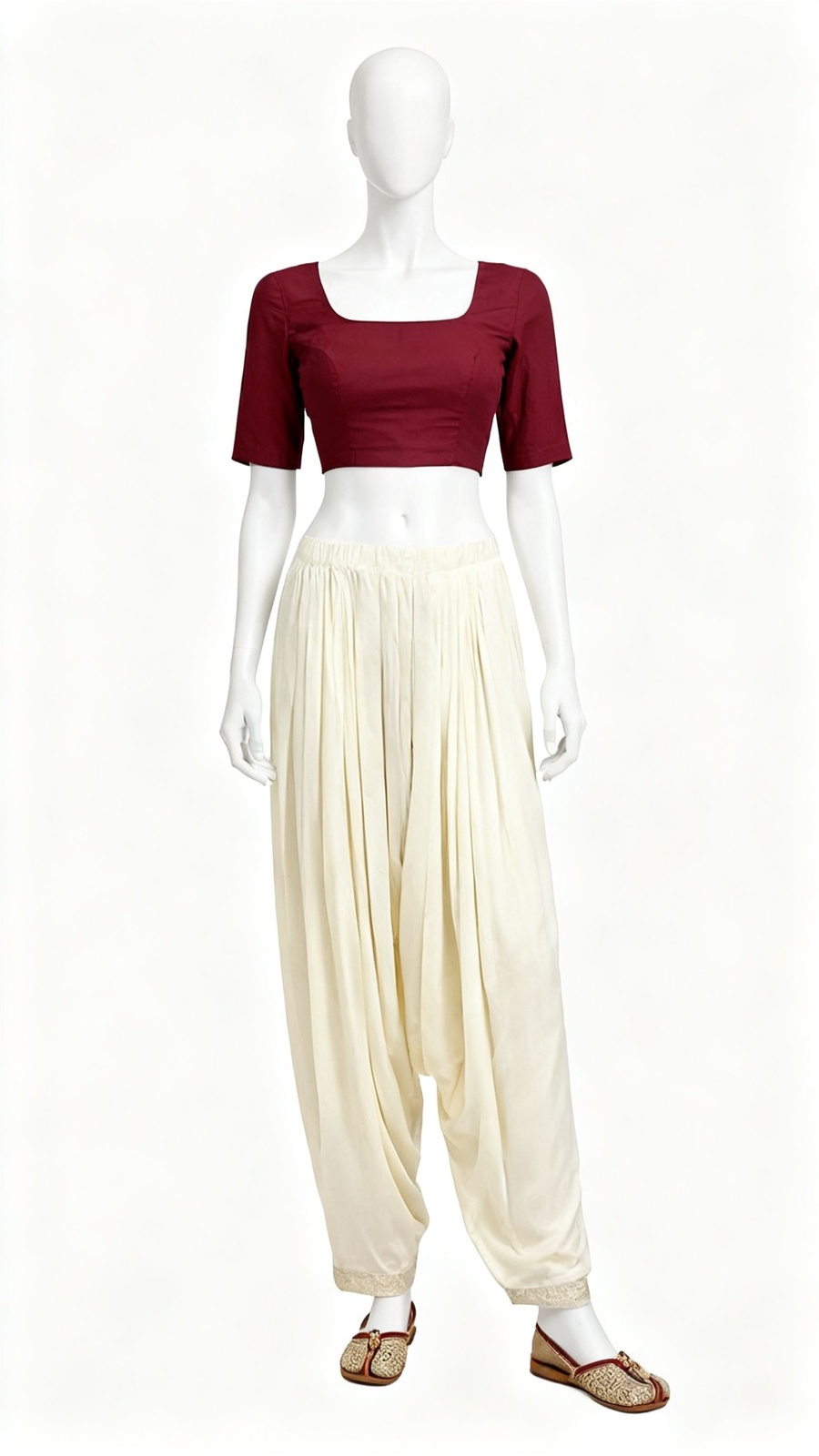 Red Solid Classic Blouse