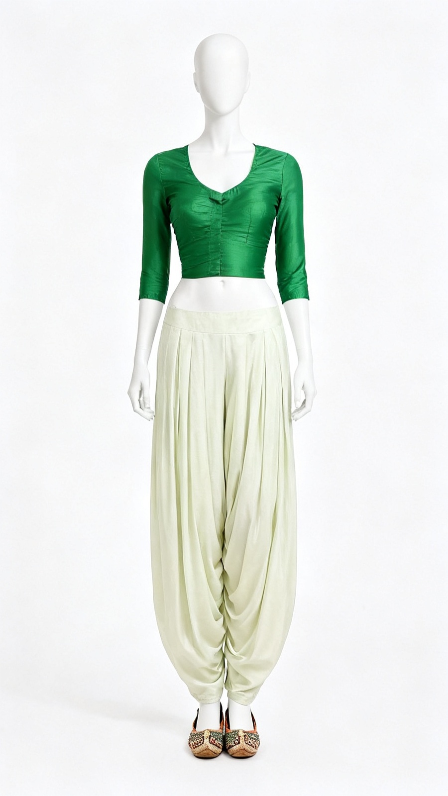 Green Solid Classic Blouse
