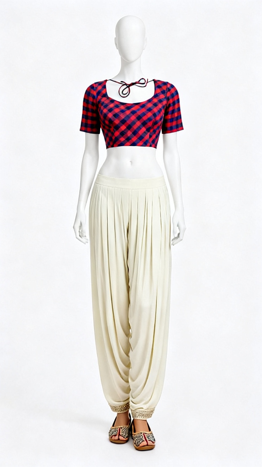 Red Checked Classic Blouse