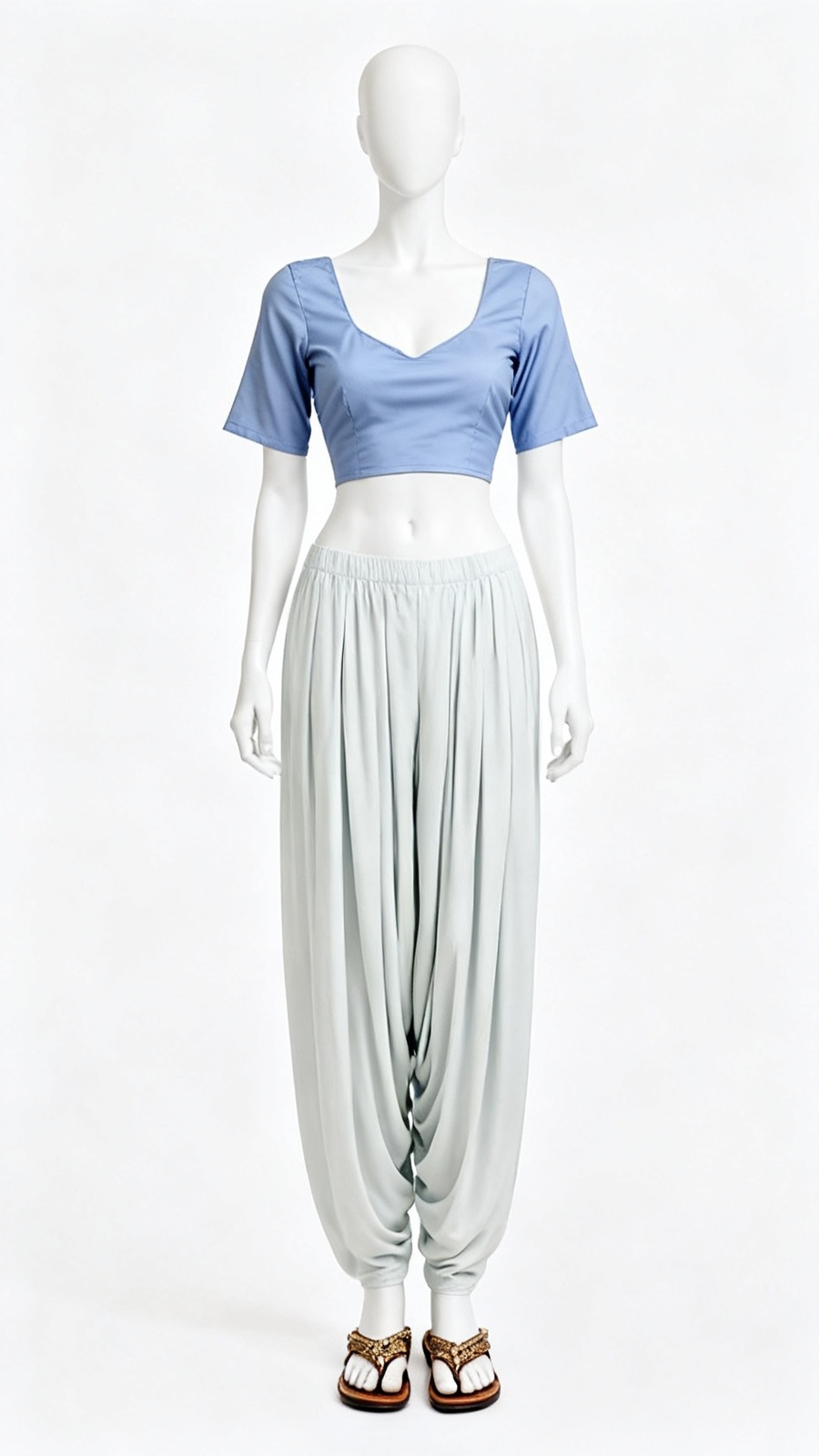 Light Blue Solid Classic Blouse