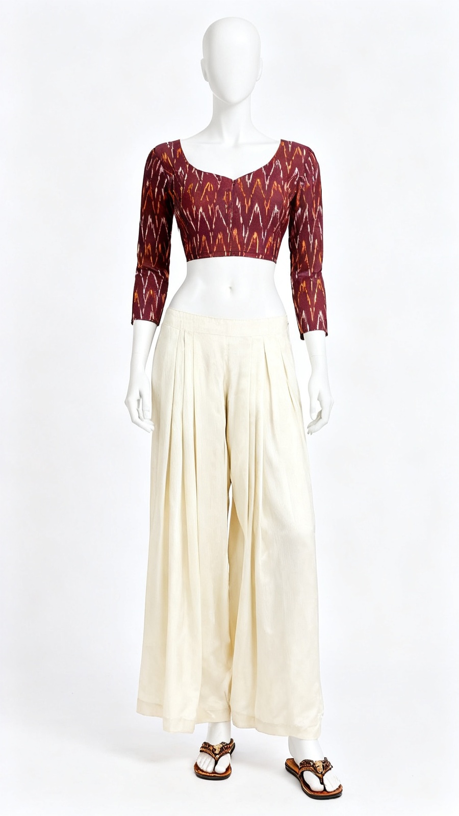Maroon Ikat Printed Top
