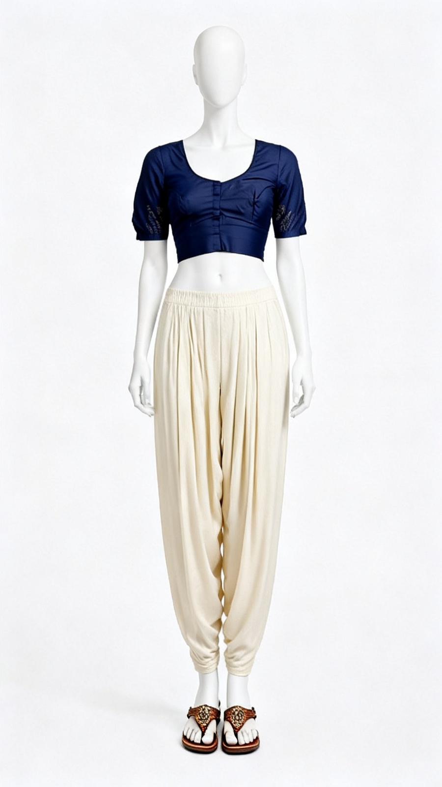 Navy Blue Solid Classic Blouse