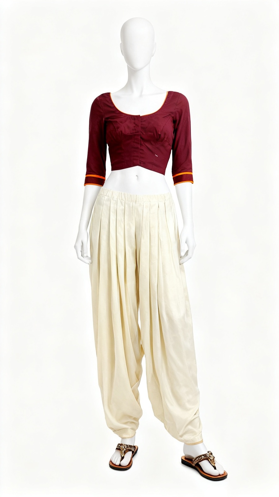 Maroon Solid Border Blouse