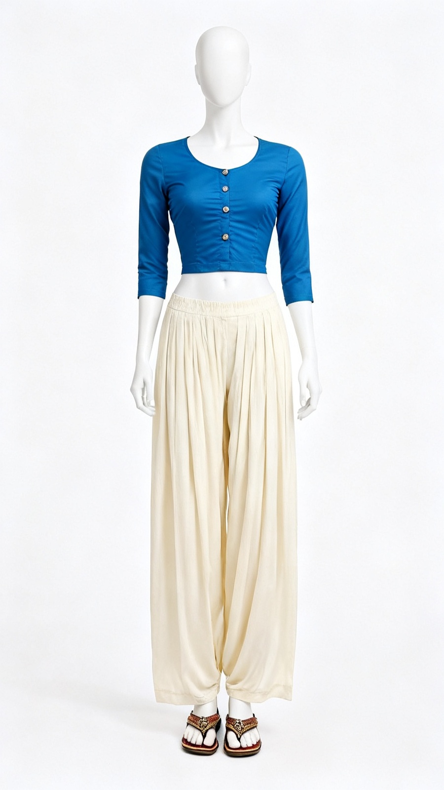 Blue Solid Classic Blouse