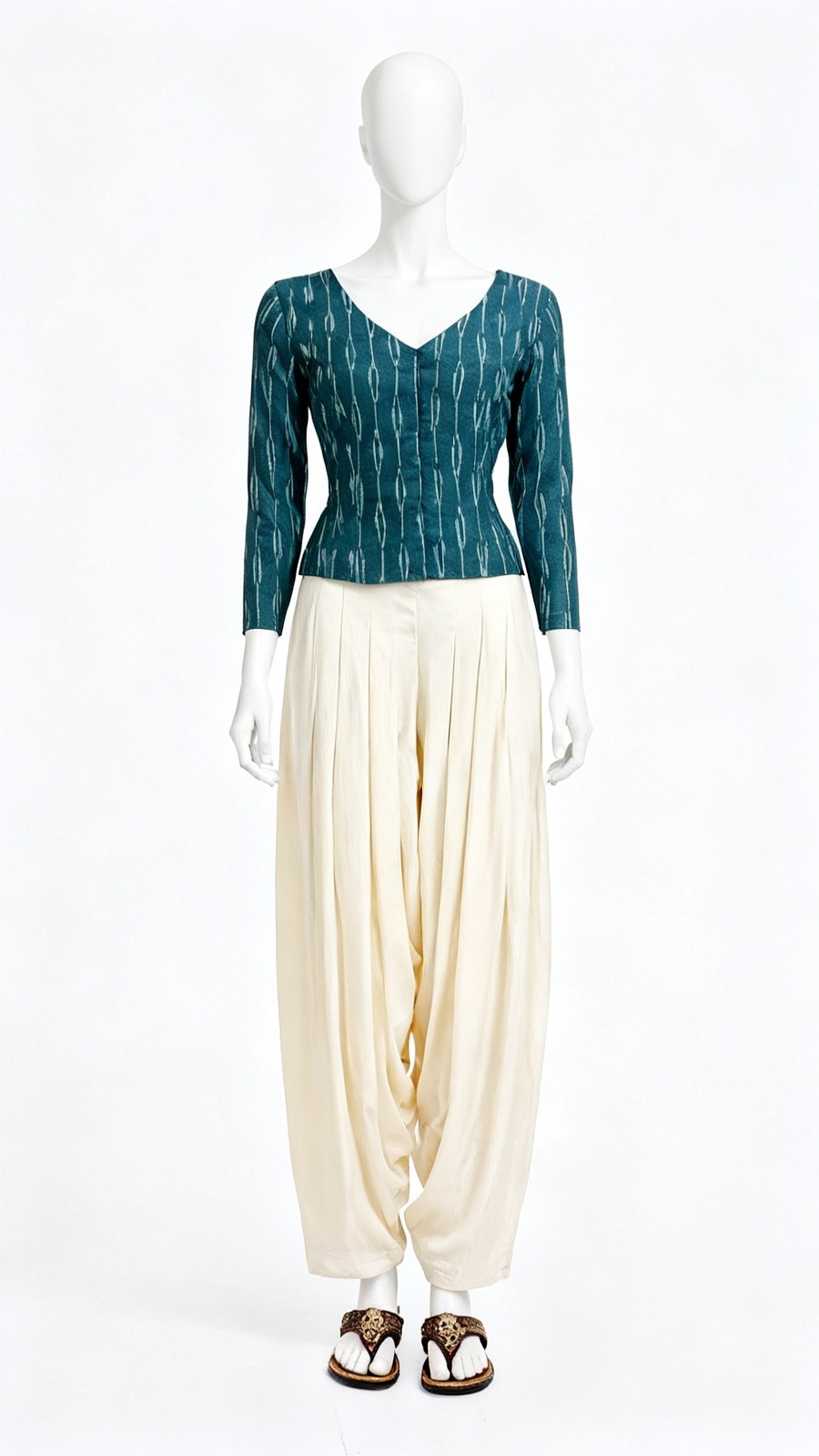 Teal Ikat Classic Blouse