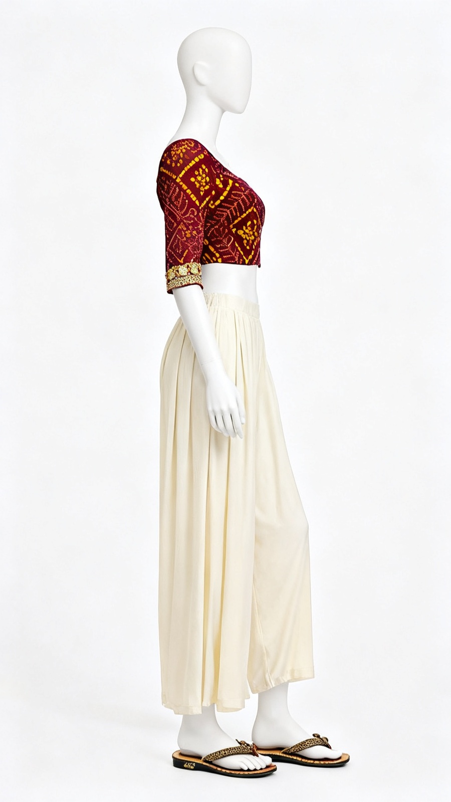Magenta Bandhani Sleeve Blouse