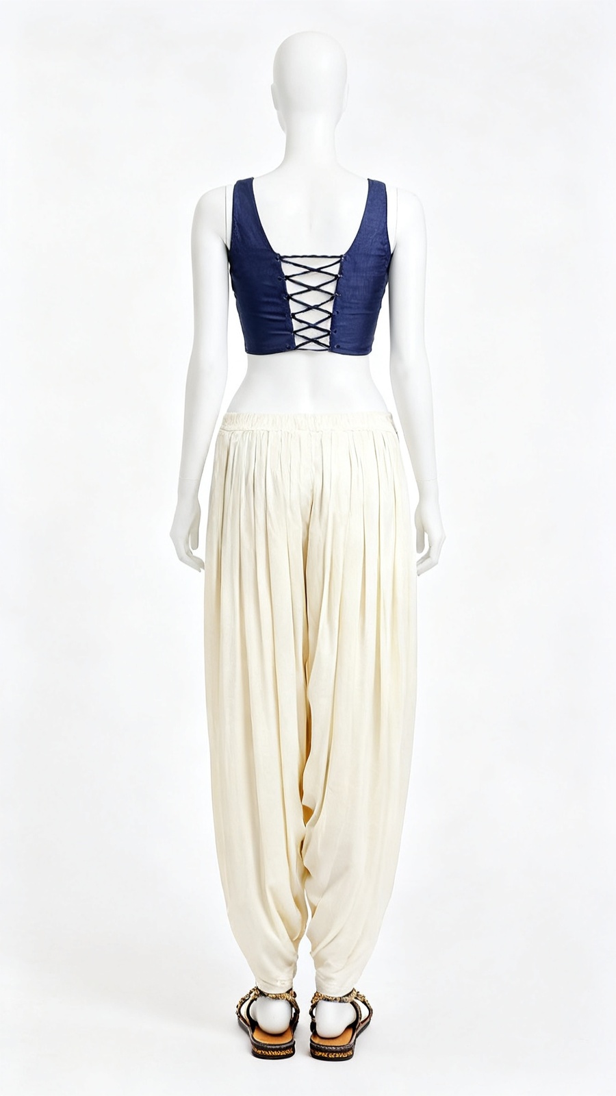 Navy Blue Tie-Up Blouse