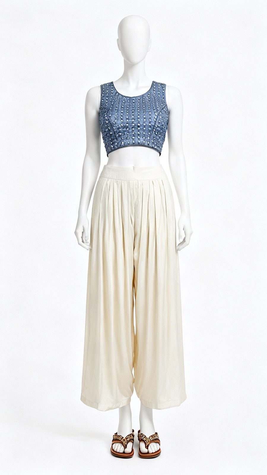 Blue Mirror Work Blouse