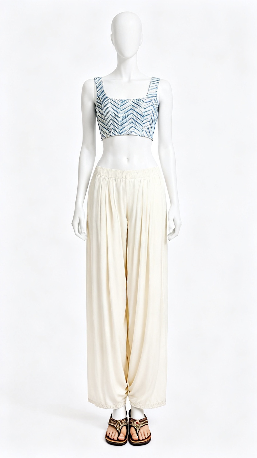 Ivory Chevron Pattern Blouse