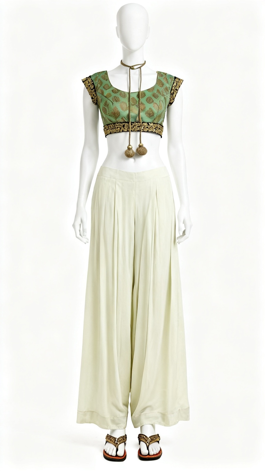 Green Brocade Embroidered Blouse
