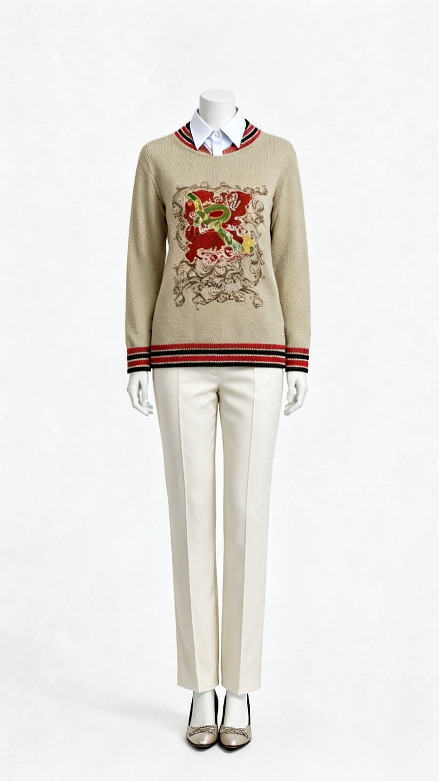 Printed Knit Wool Sweater