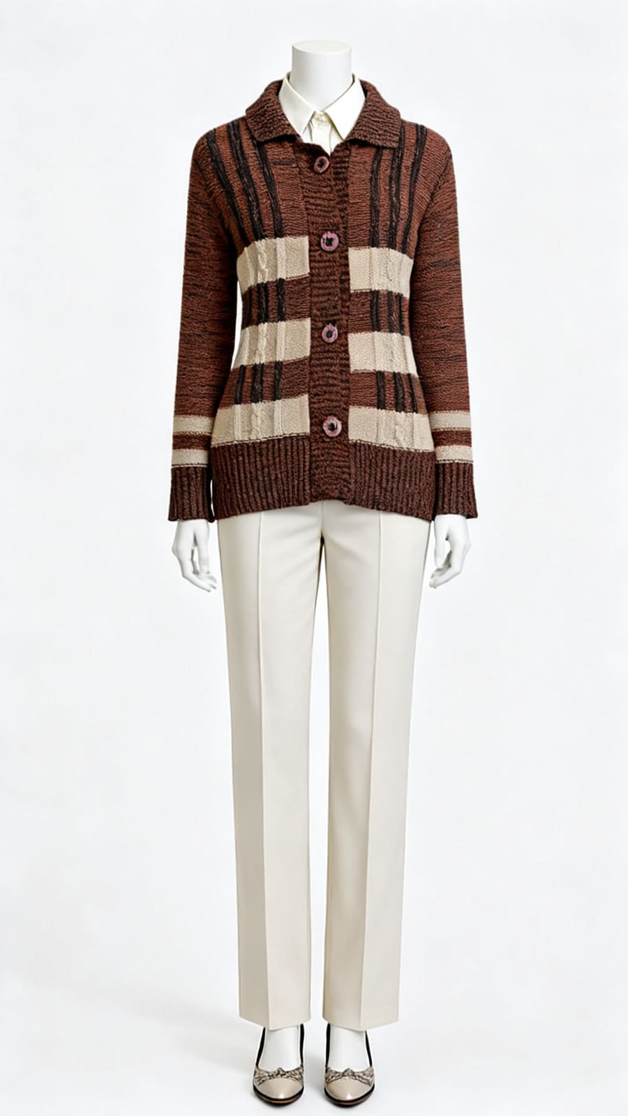 Striped Knitted Long Cardigan