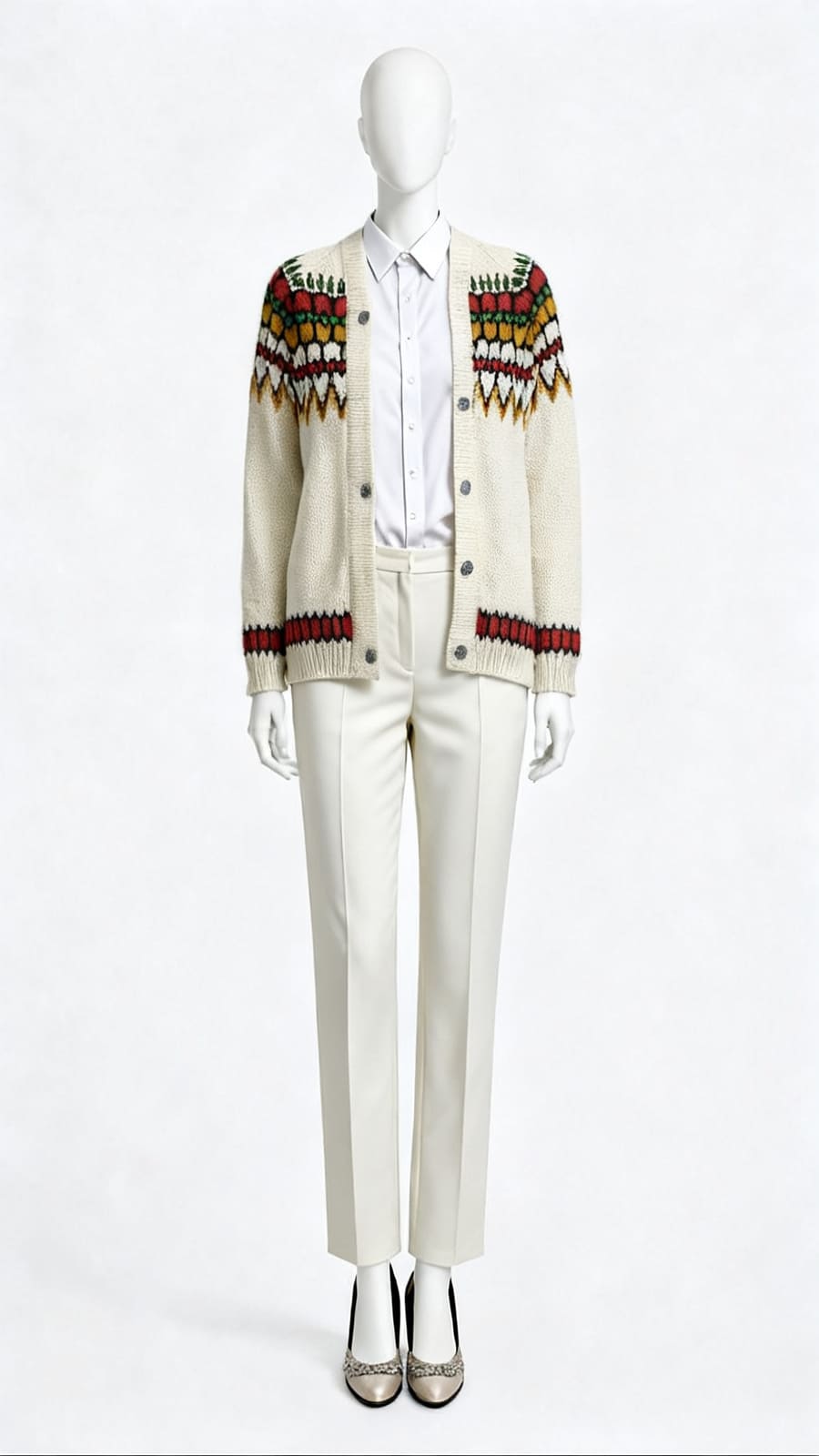 Wool Fair Isle Button Cardigan Sweater