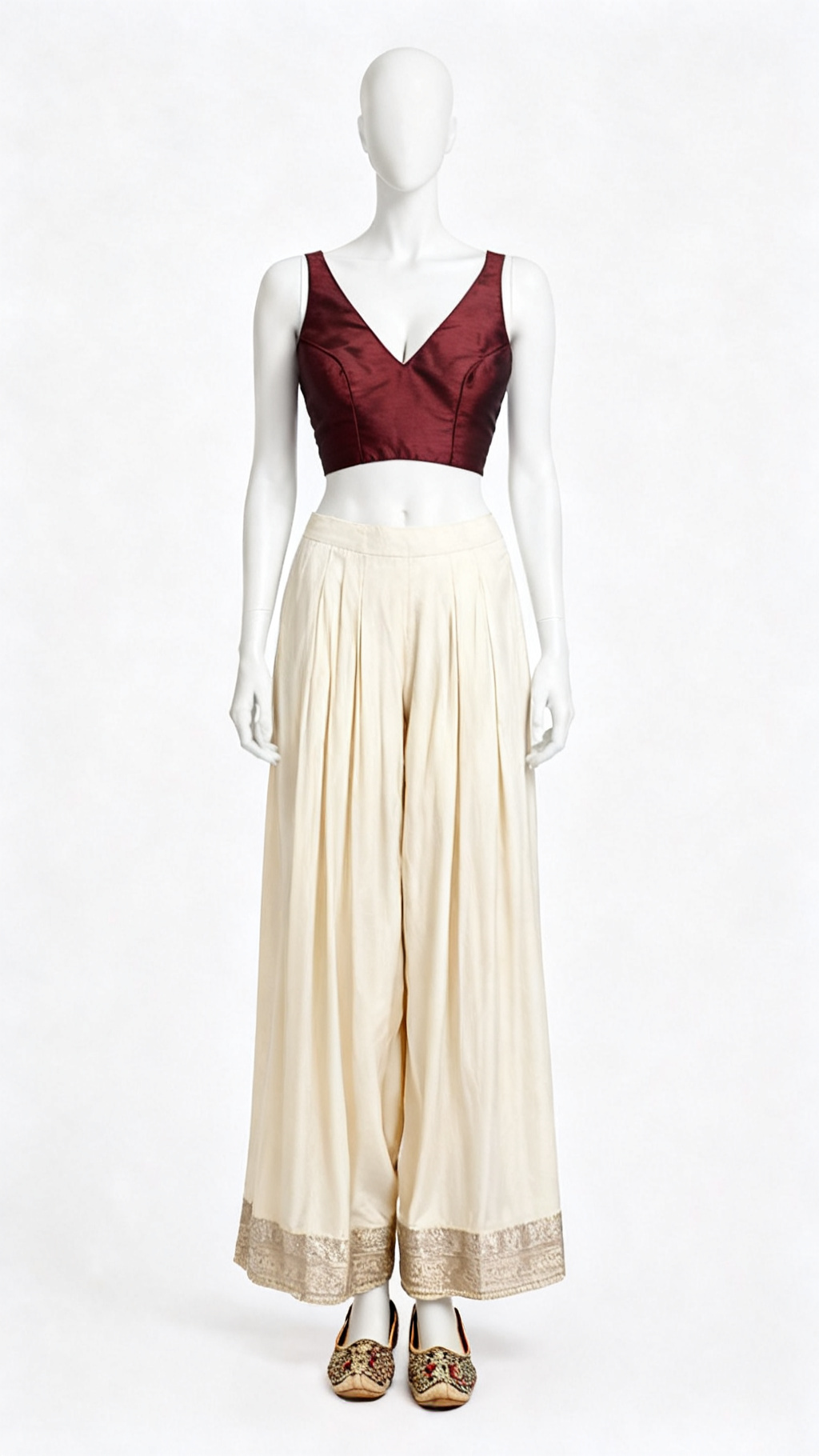 Maroon Solid Sleeveless Blouse