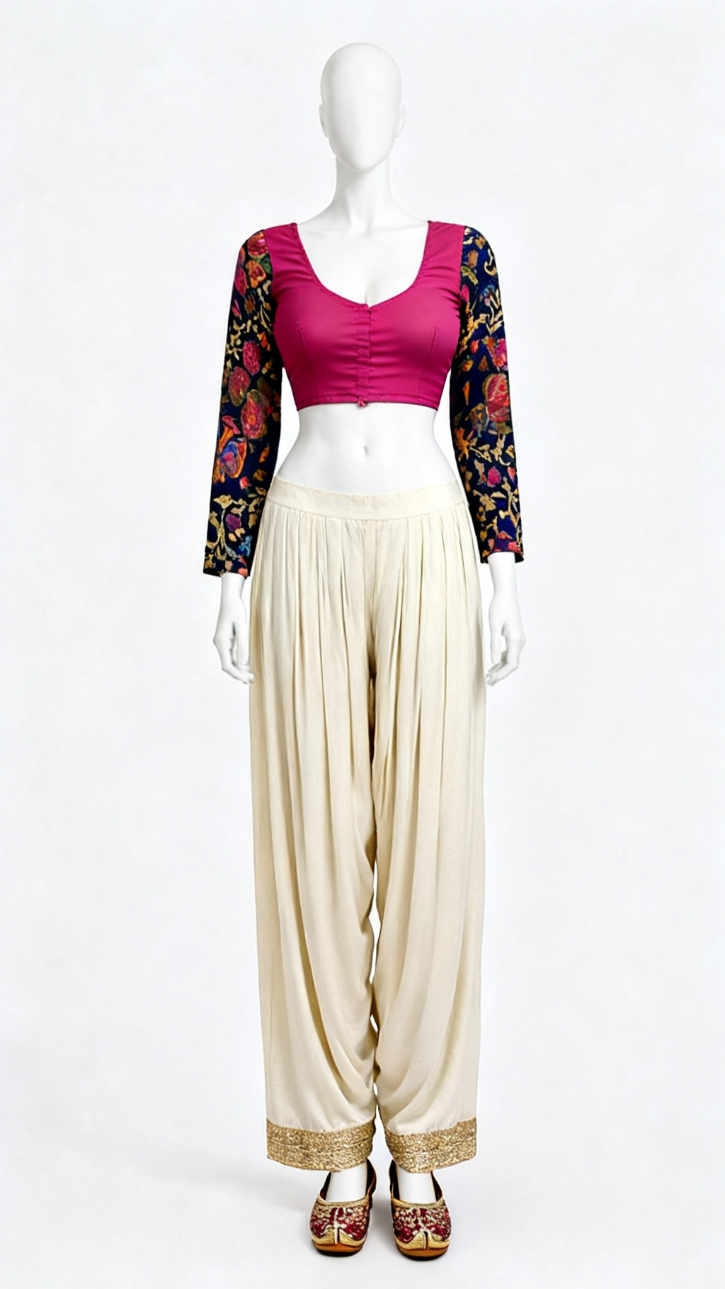 Pink Embroidered Sleeve Blouse