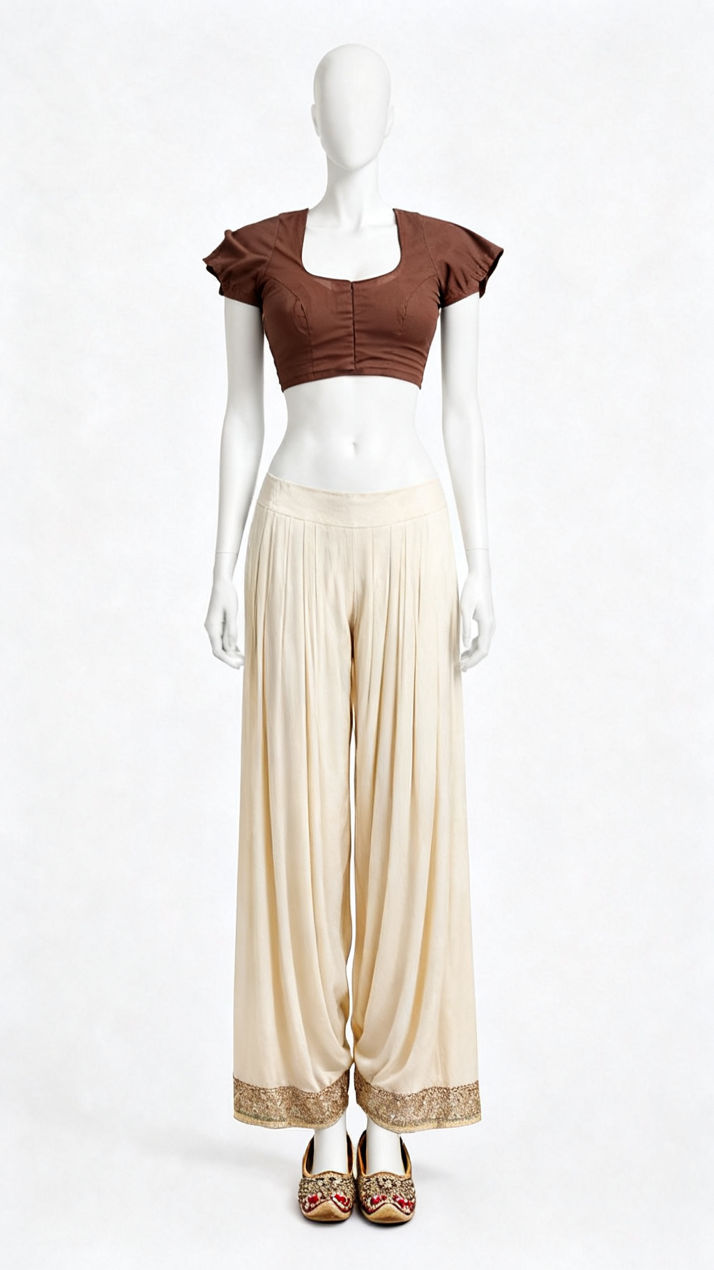 Brown Solid Traditional Blouse