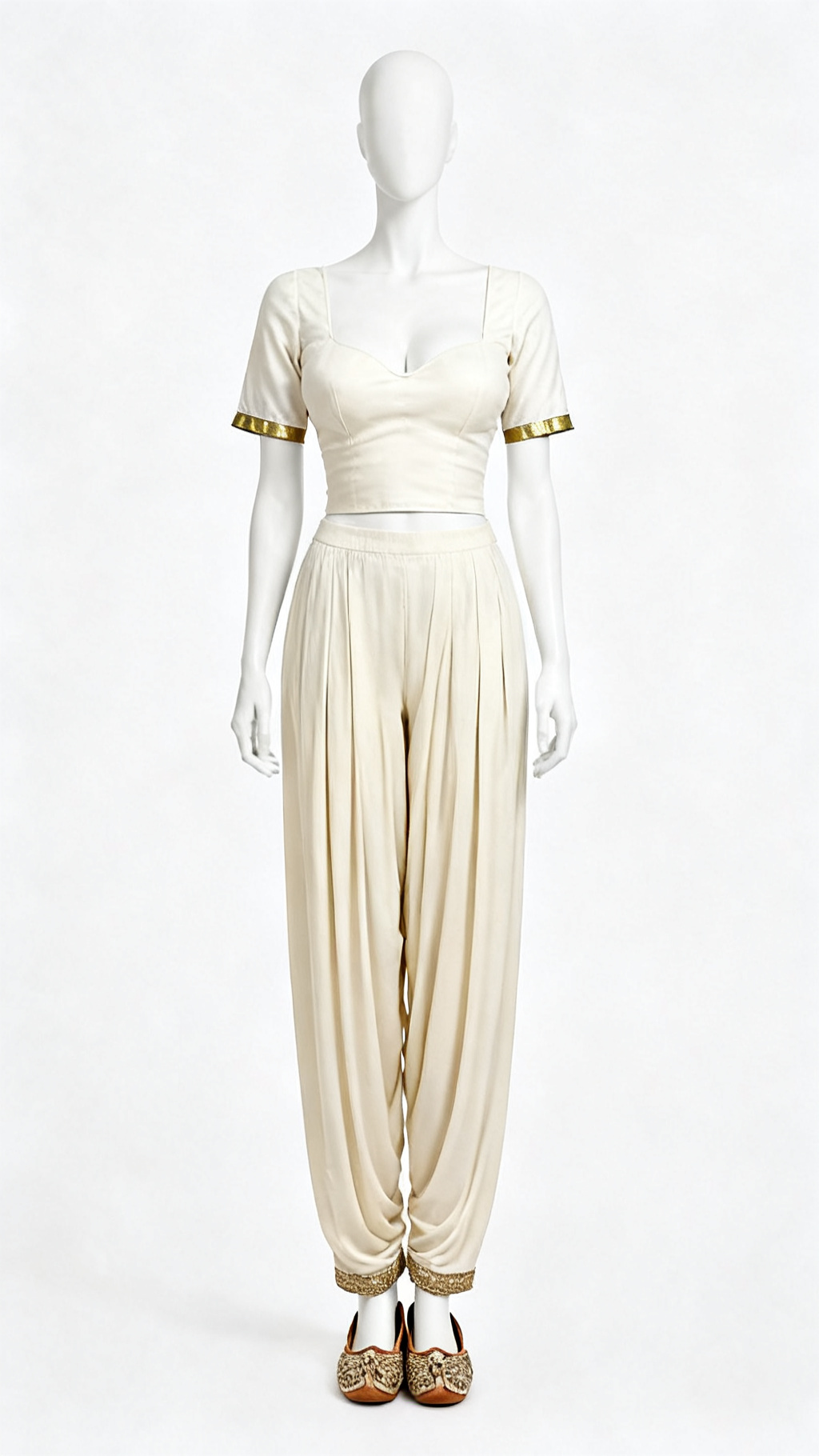 Off White Zari Border Blouse