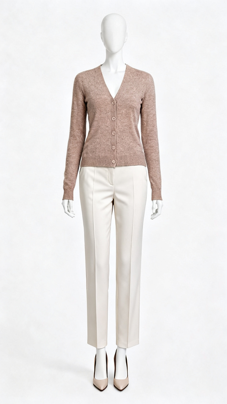 Brown Buttoned Full Sleeve Knit Cardigan