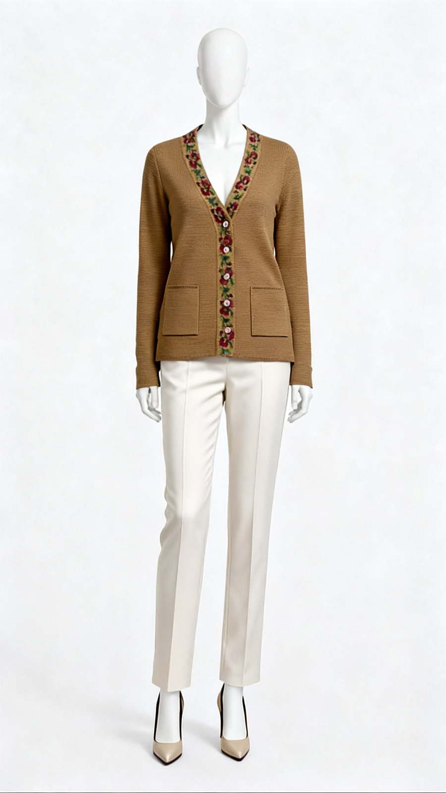 Mustard Embroidered Cardigan