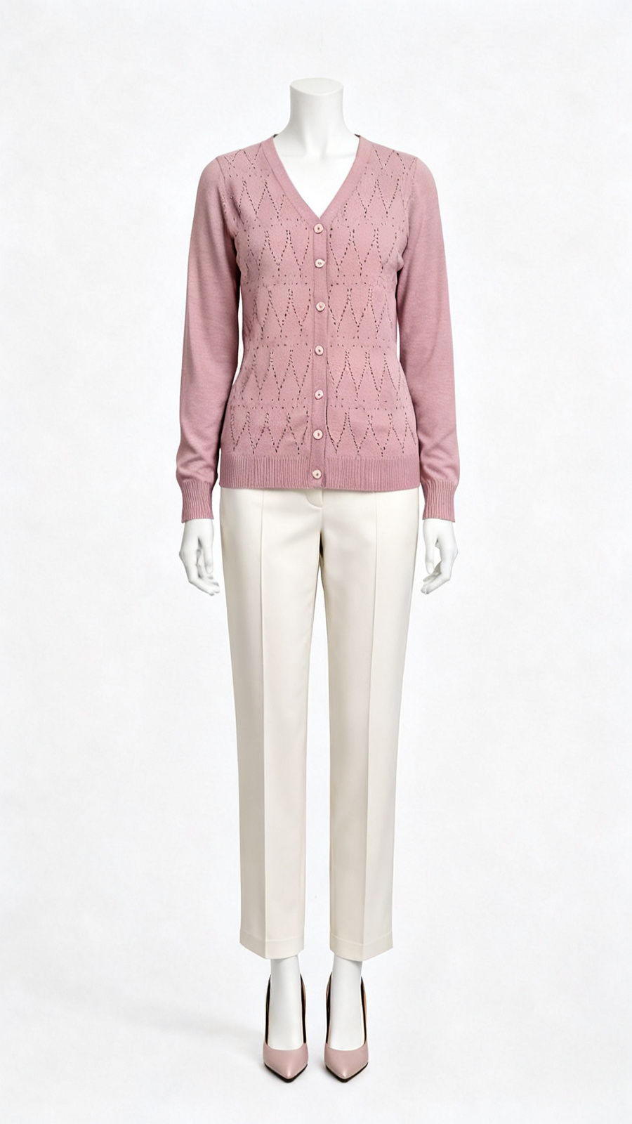 Dusty Rose Textured Button Cardigan