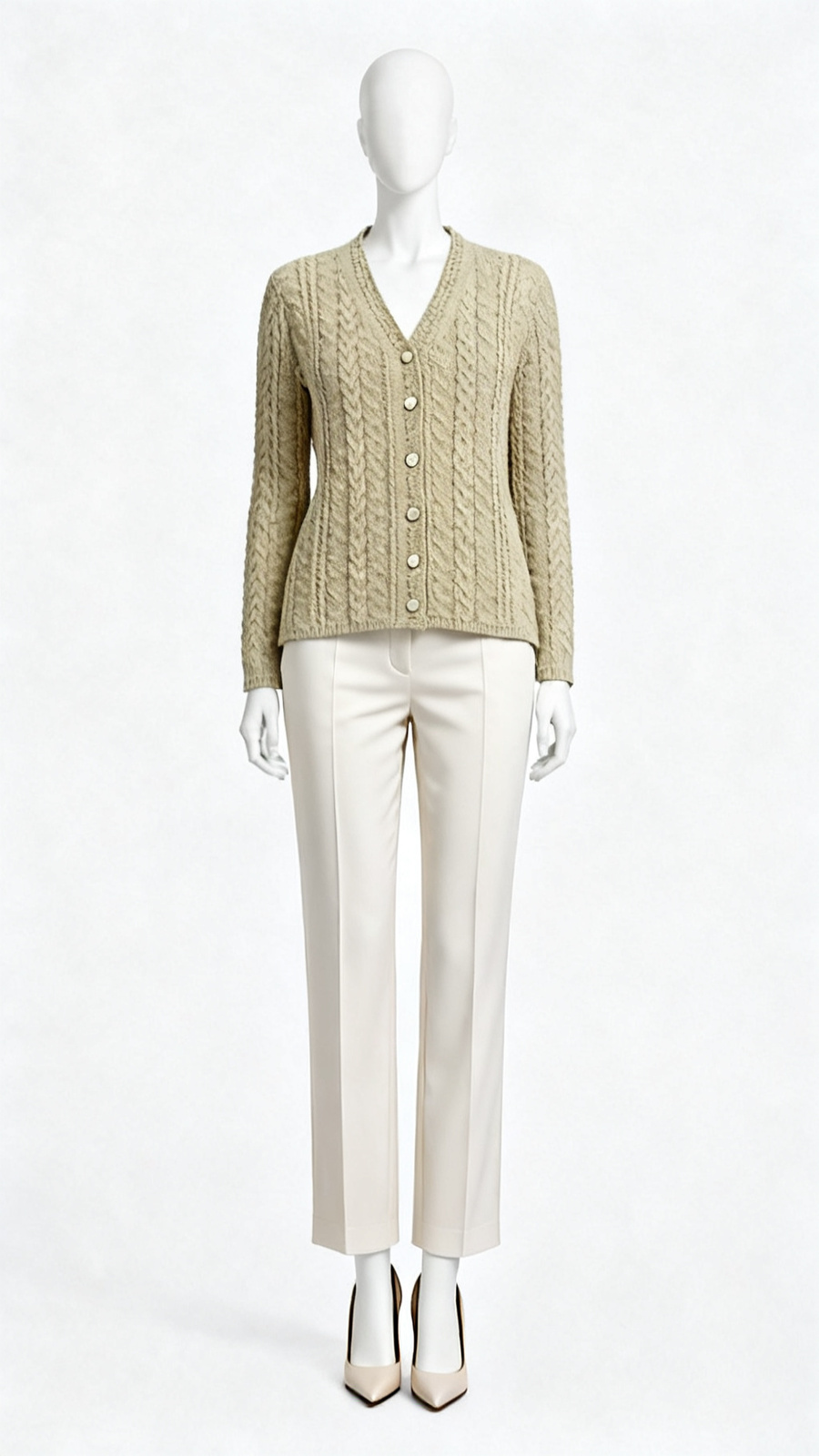 Olive Cable Knit Button Cardigan