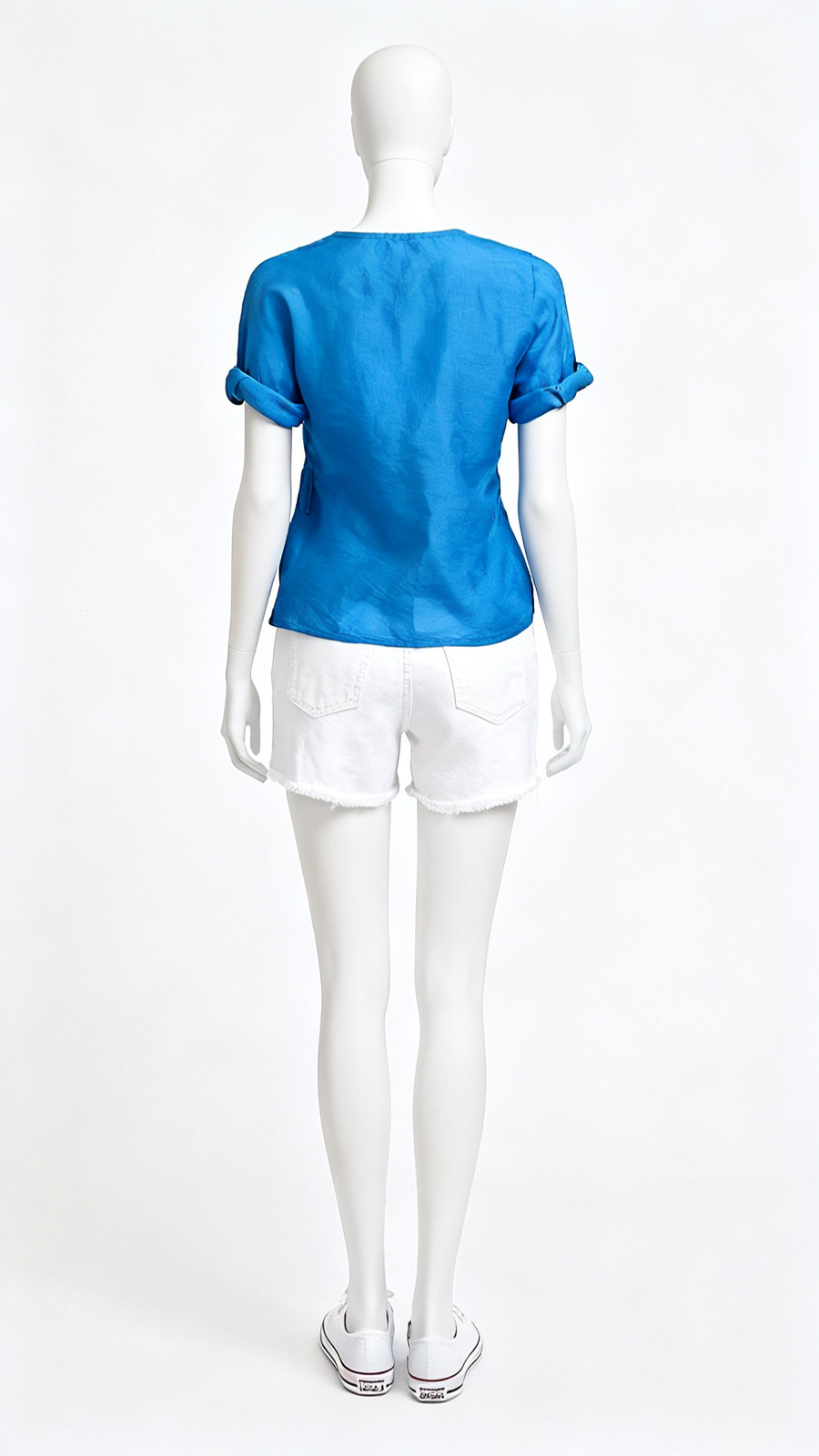 Blue Solid Relaxed Fit Top