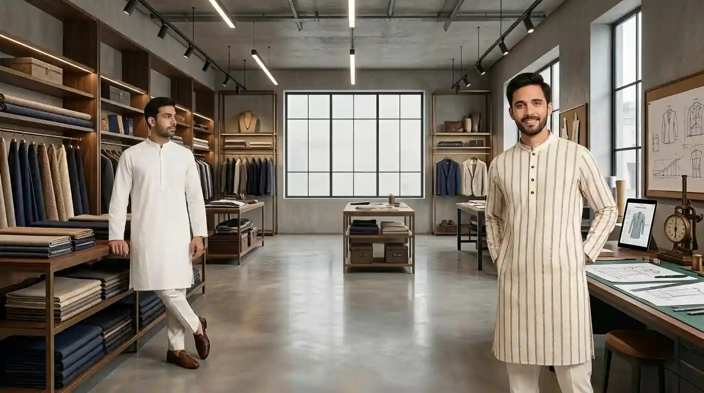 White Cotton Kurtas for Men on Costumepeti