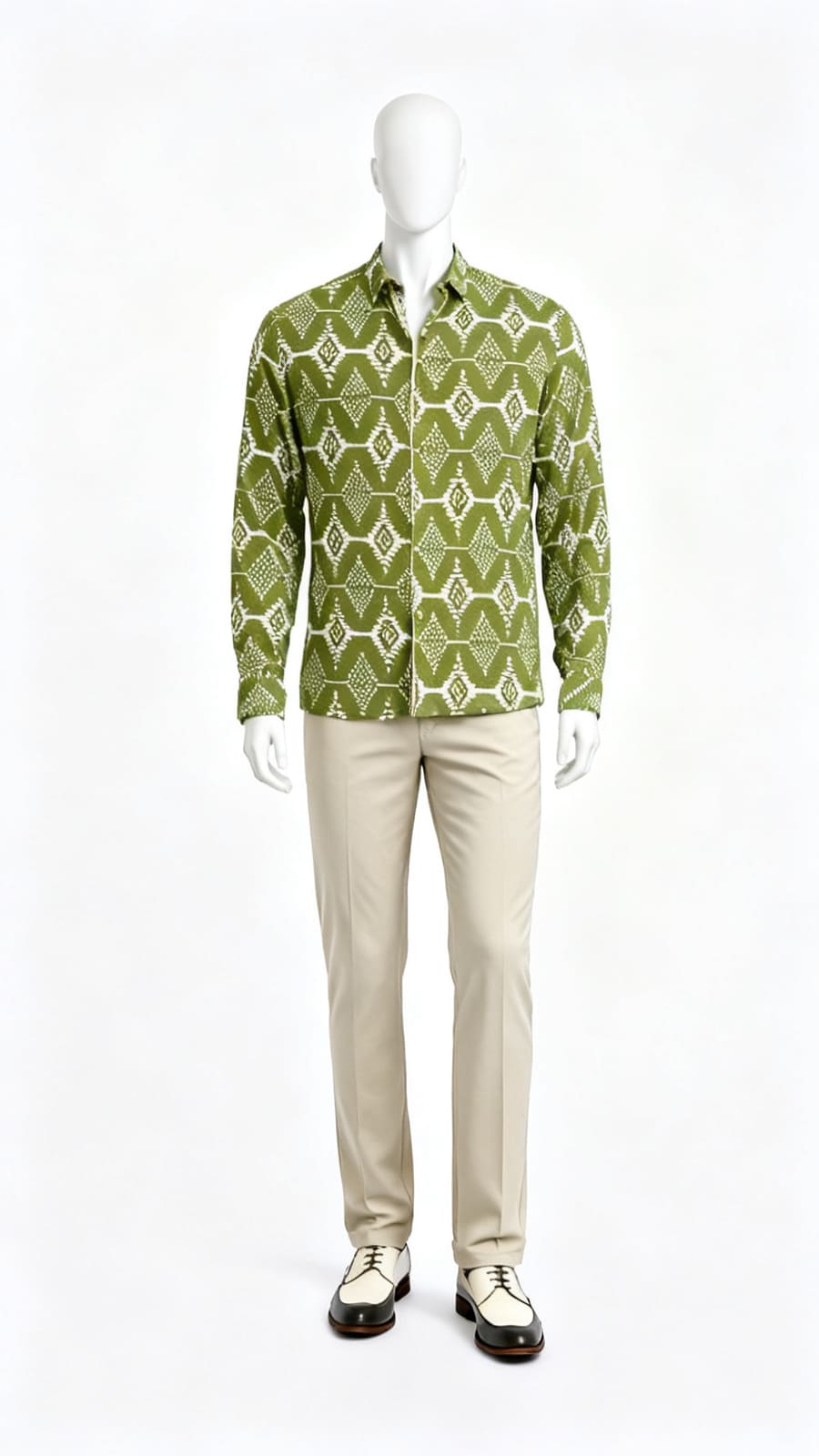 Green Geometric Casual Shirt (Satyaprem ki Katha Costume)