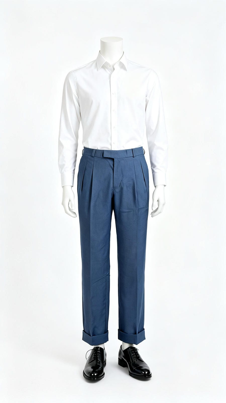 Steel Blue Pleated Formal Trousers